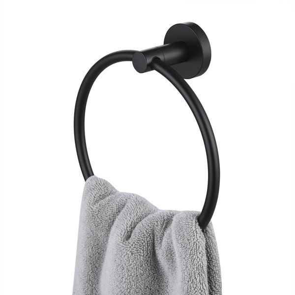 KES Towel Ring for Bathroom Round Matte Black Wall Mount SUS304